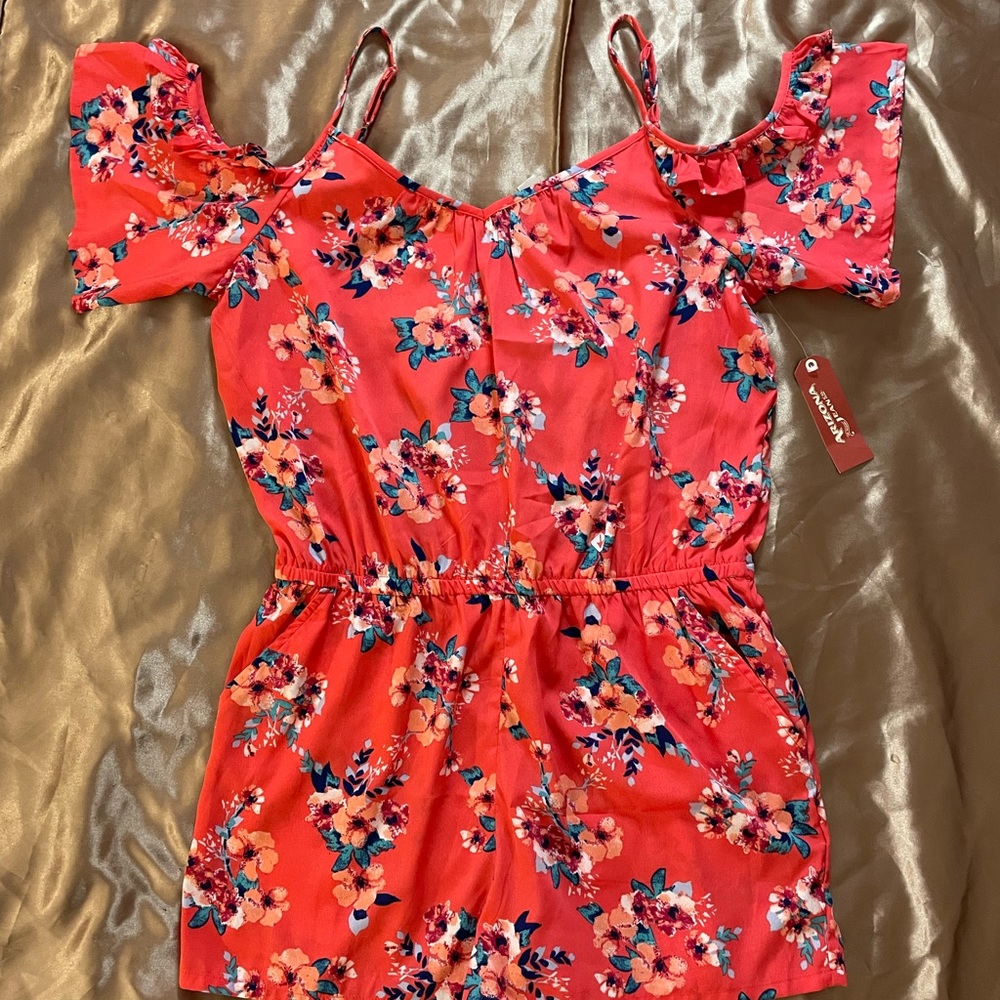 Floral  teaberry Summertime romper
